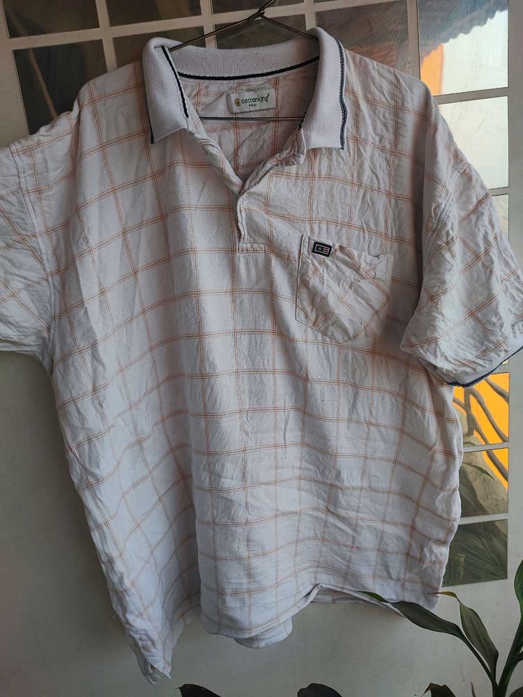 Cotton king Men's Plaid Polo Shirt