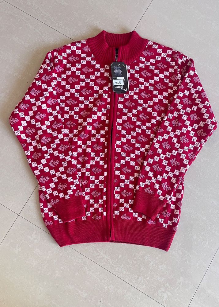 Patterned Zip-Up Cardigan