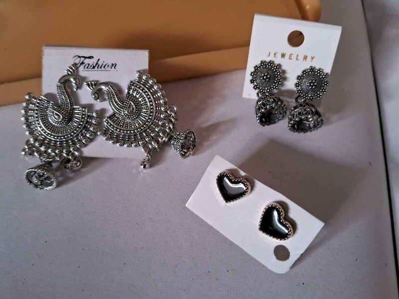 3 Pairs of Ethnic &amp; Heart Earrings
