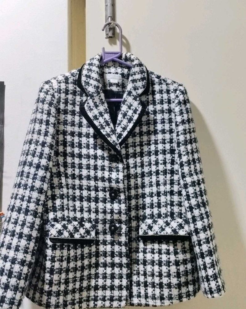 korean Tweed Blazer Jacket