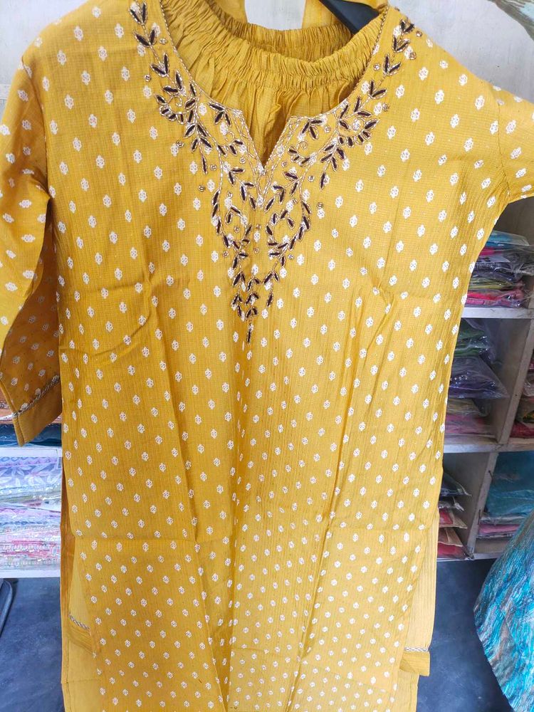 kurti plazo dupatta party wear fancy suit