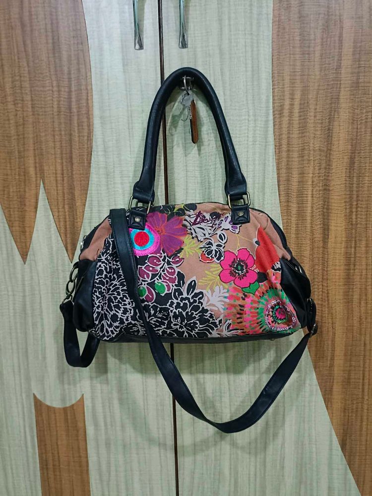 Desigual Vibrant Floral Print Satchel Bag