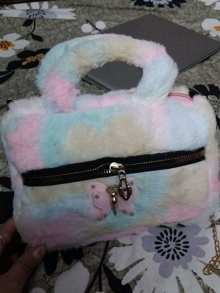 Pastel Furry Bow Purse