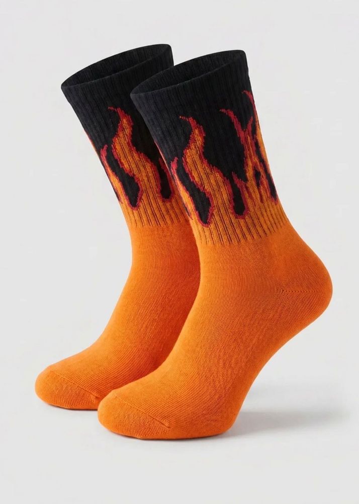 Fire Flame Pattern Crew Socks