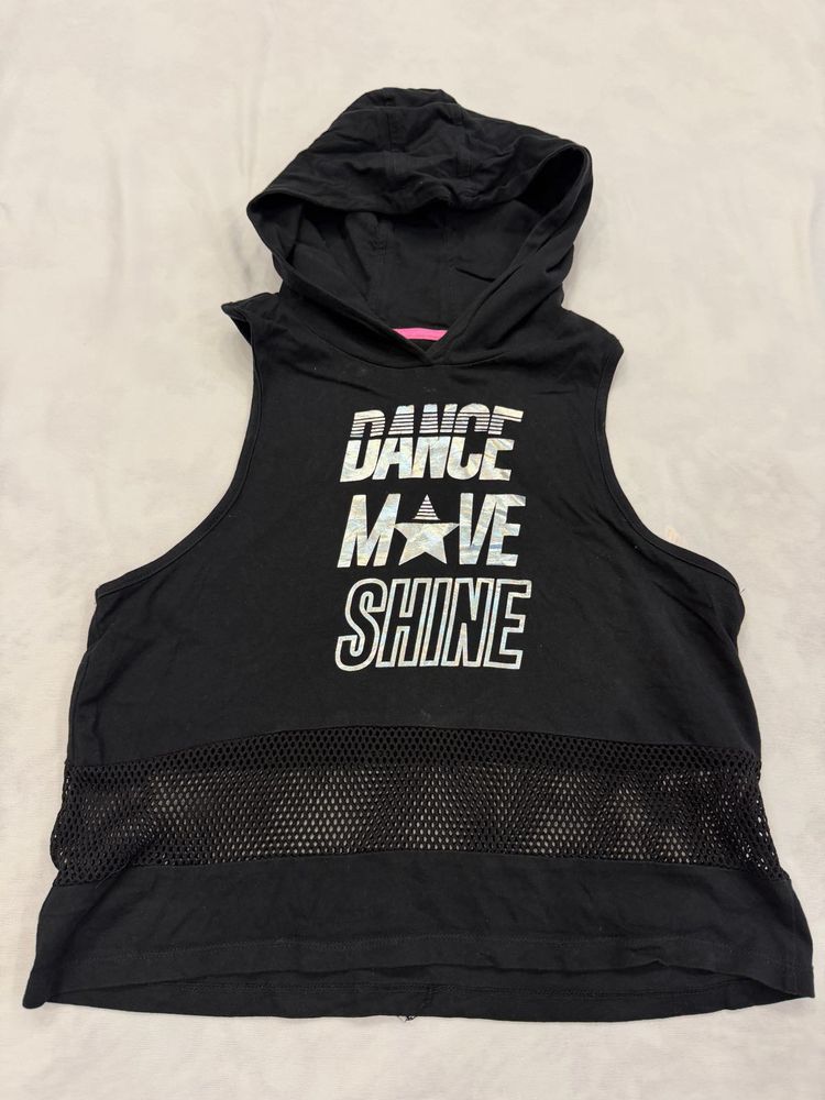Black Sleeveless Hoodie "Dance Move Shine"