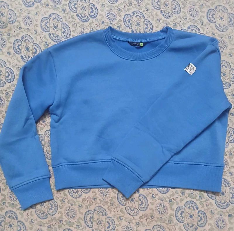 Tokyo Talkies Blue Cropped Sweatshirt
