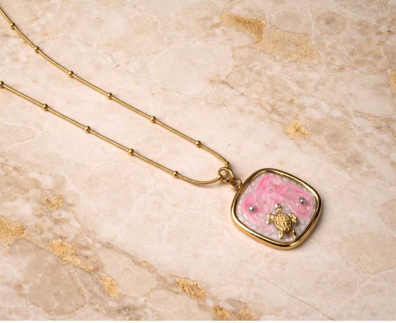 Anti Tarnish Cute Turtle Pendant Necklace