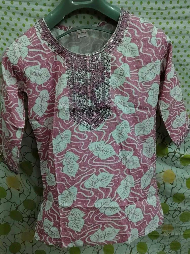 Embellished Floral Print Kurta Top