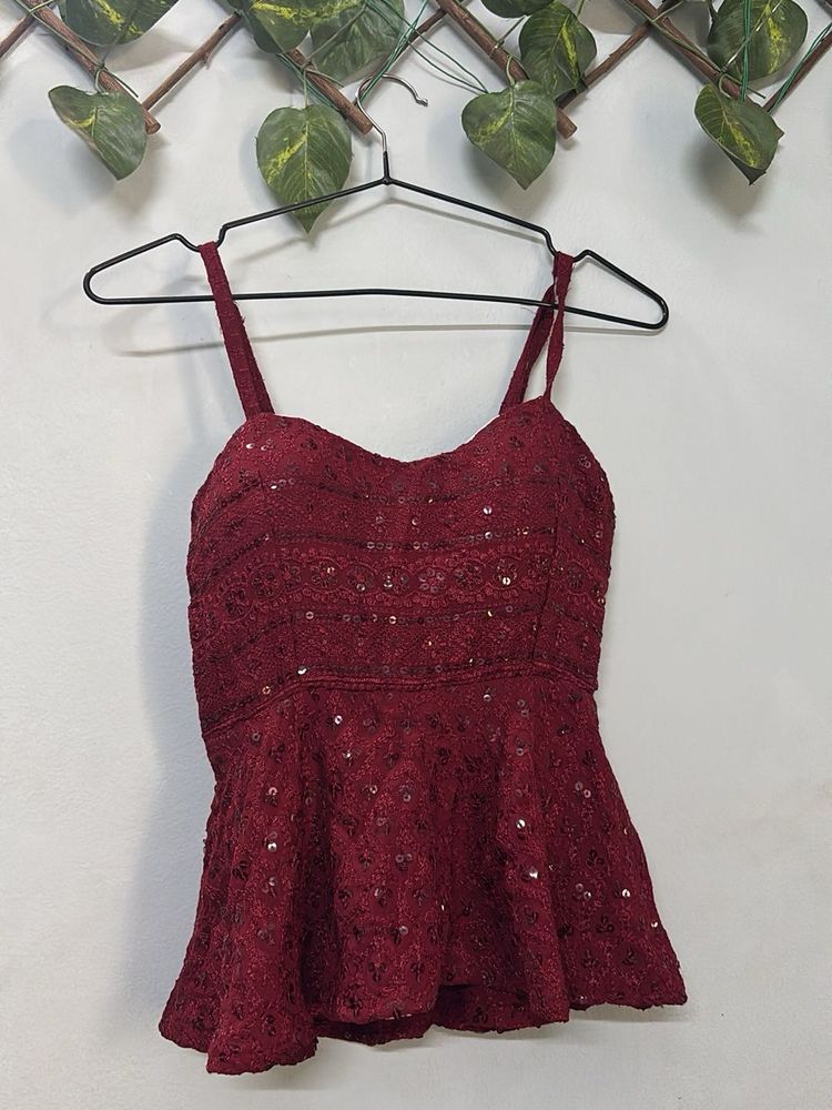 Sequin Embellished Peplum Top