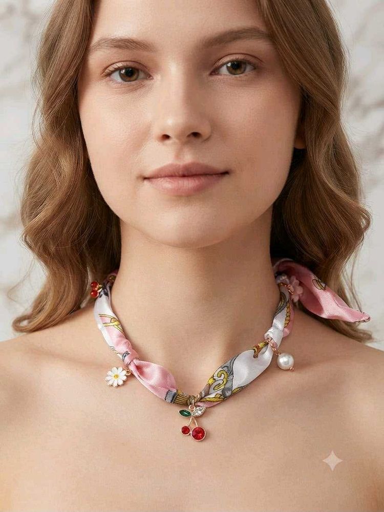 Cute Scarf Necklace with Charms
