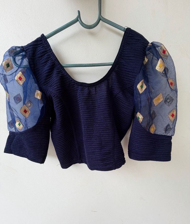 Gorgeous Navy Blue Slip on Blouse