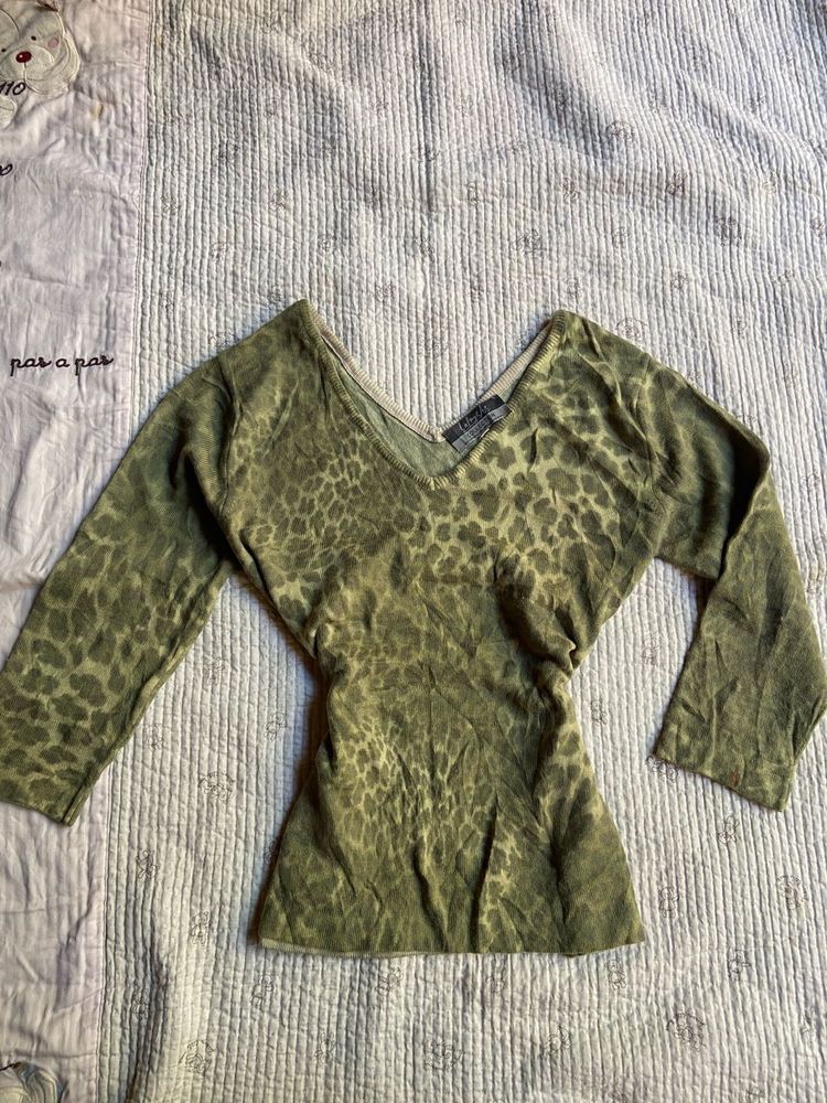y2k printerest leopard sweater top