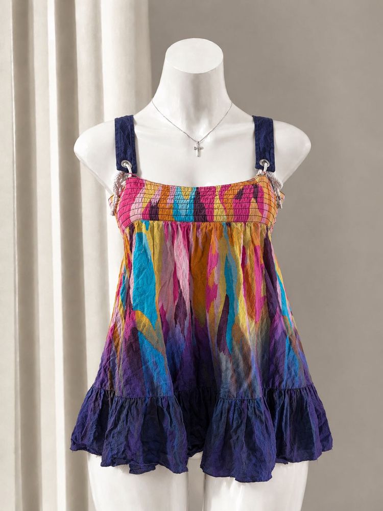 Boho Smocked Tie-Dye Tank Top