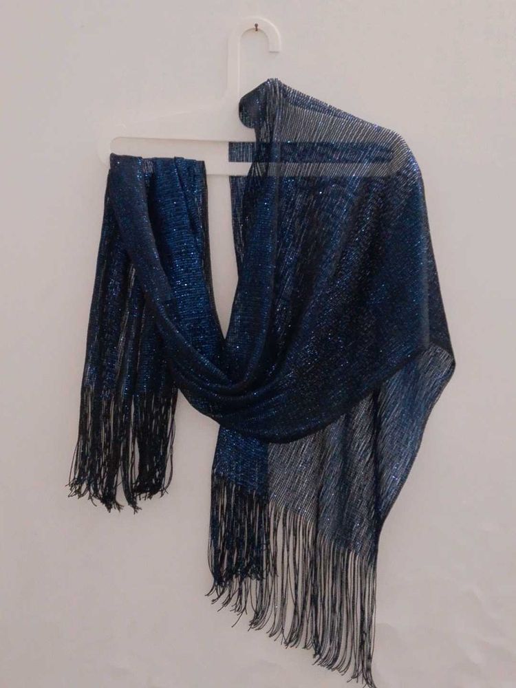 Sparkling Blue Fringe Scarf