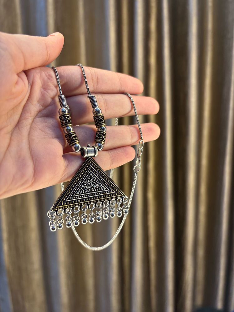 Boho Tribal Triangle brass Pendant Necklace