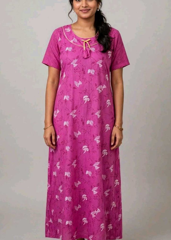 Comfortable Pink Floral Nightgown