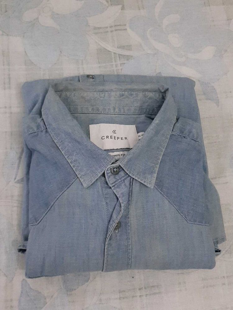 Men's Light Wash Denim Shirt