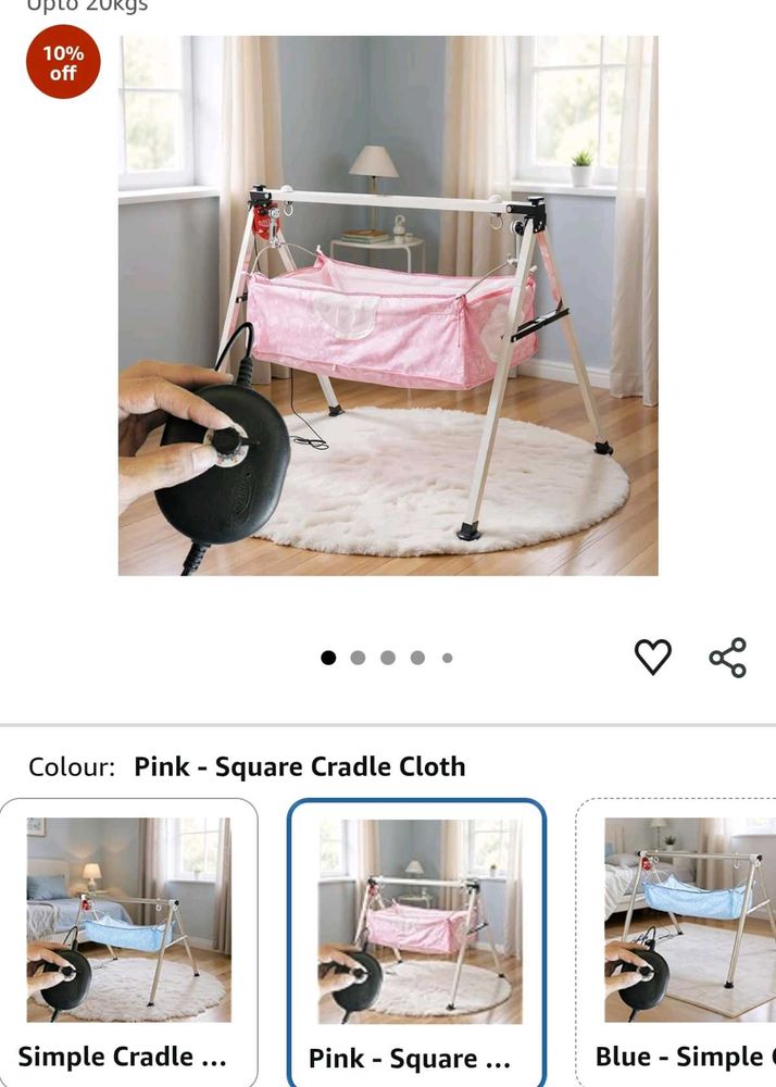 Pink Baby Cradle with Motor
