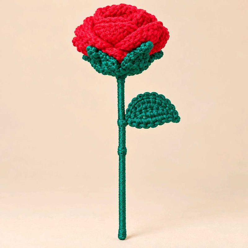 Handmade Crochet Red Rose