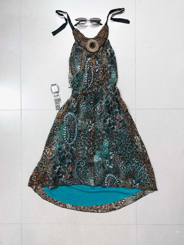 Bohemian Beaded Halter Dress
