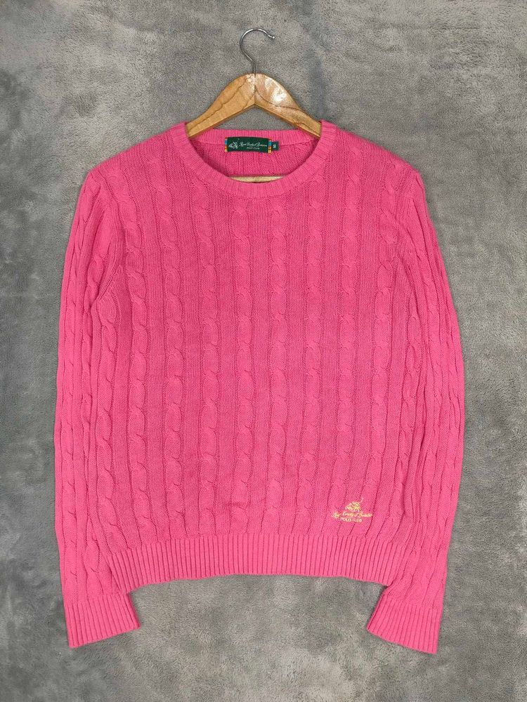 Polo Pink Cable Knit Sweater