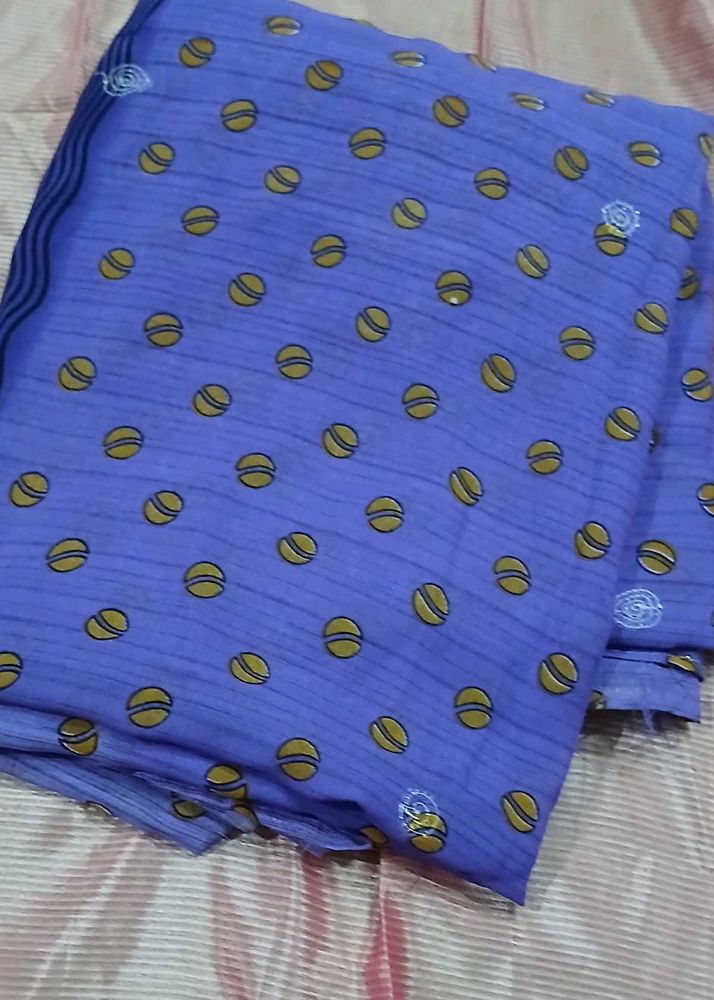 Beautiful Blue Saree with Yellow Motifs