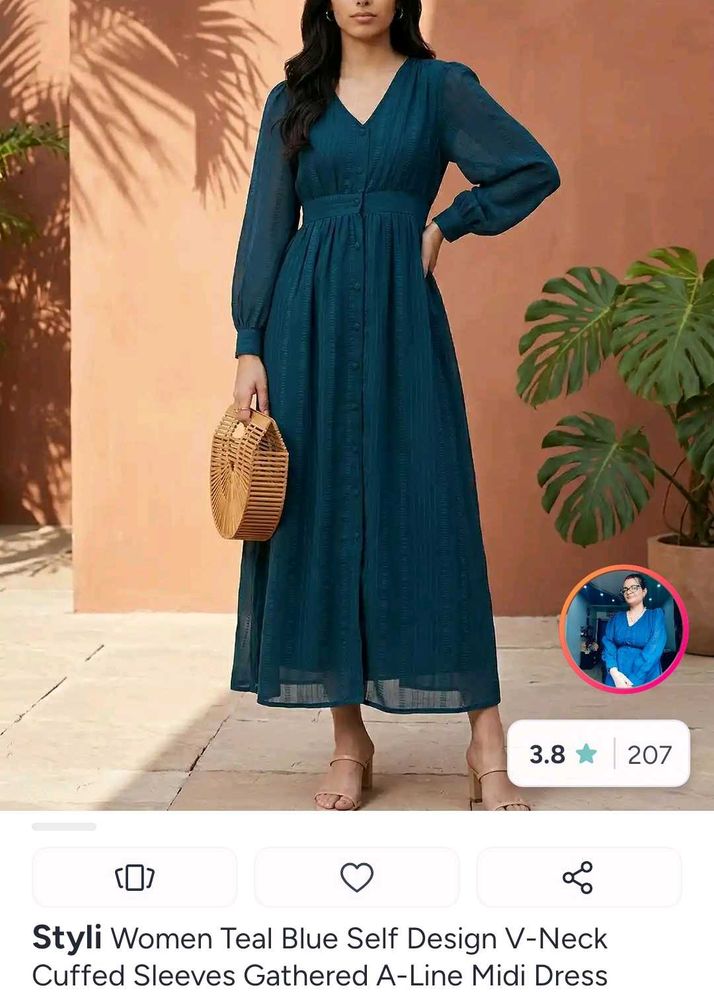 Styli Women Teal Blue Midi Dress
