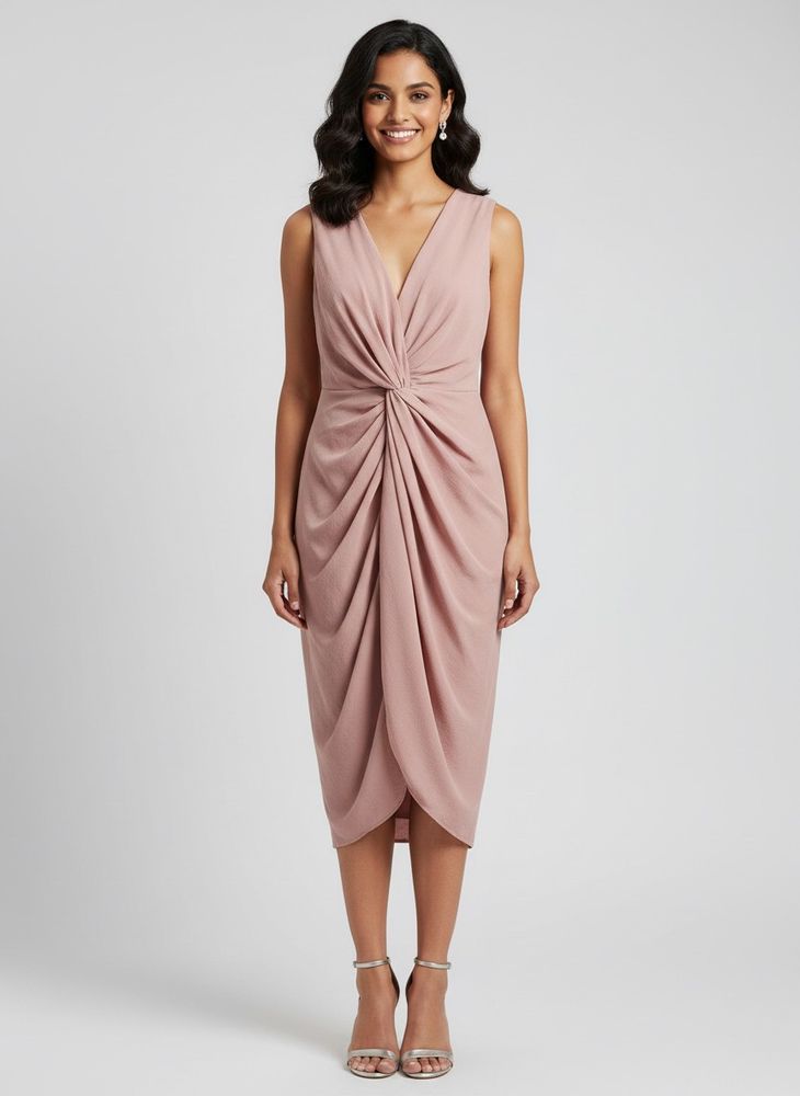 Cocktail Pink Crepe Fabric Dress