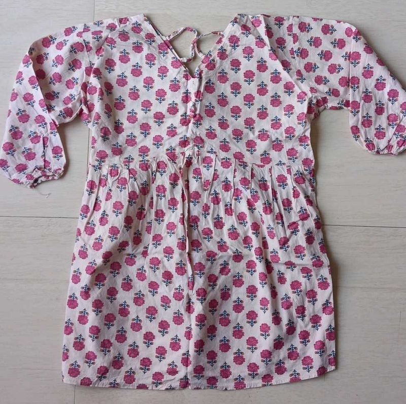 Charming Pink Floral Print Kurta