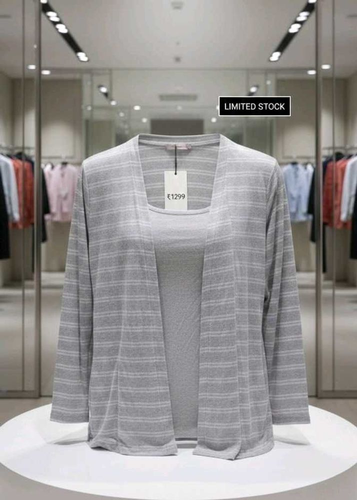 Open Front Shirt with Attached Tank Top