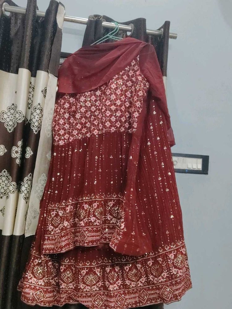 Maroon Sequinned Lehenga Choli
