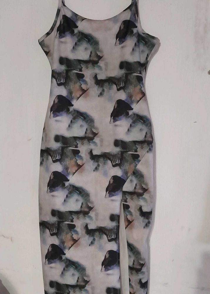 Abstract Print Slip Dress