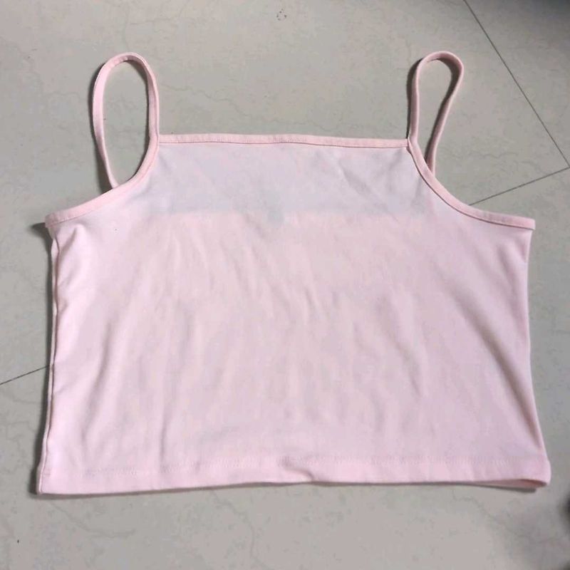 Coquette Pink Spaghetti Strap Crop Top