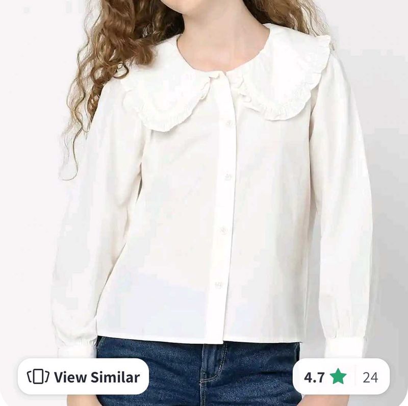 Cute White Ruffle Collar Shirt