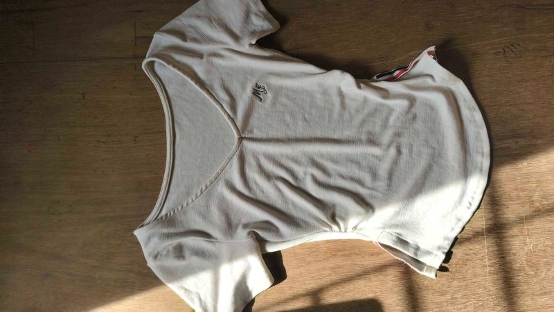 Cream V-Neck T-Shirt