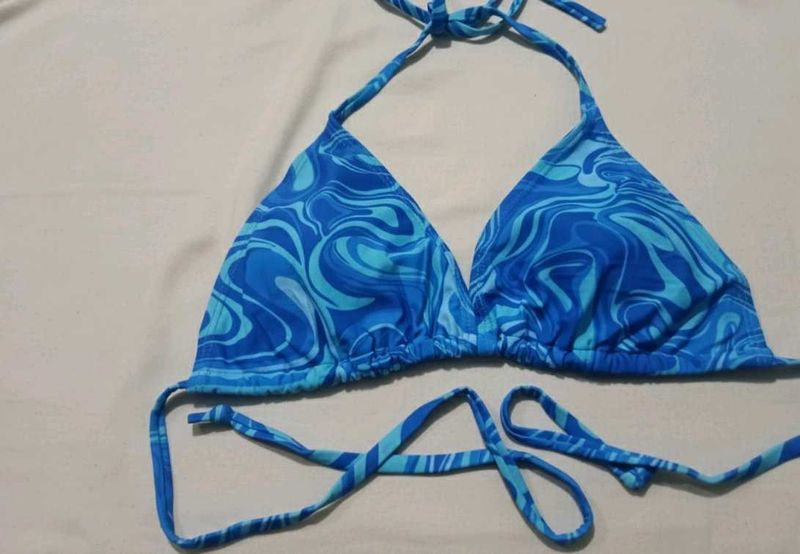 138.Blue Swirl Bikini Top