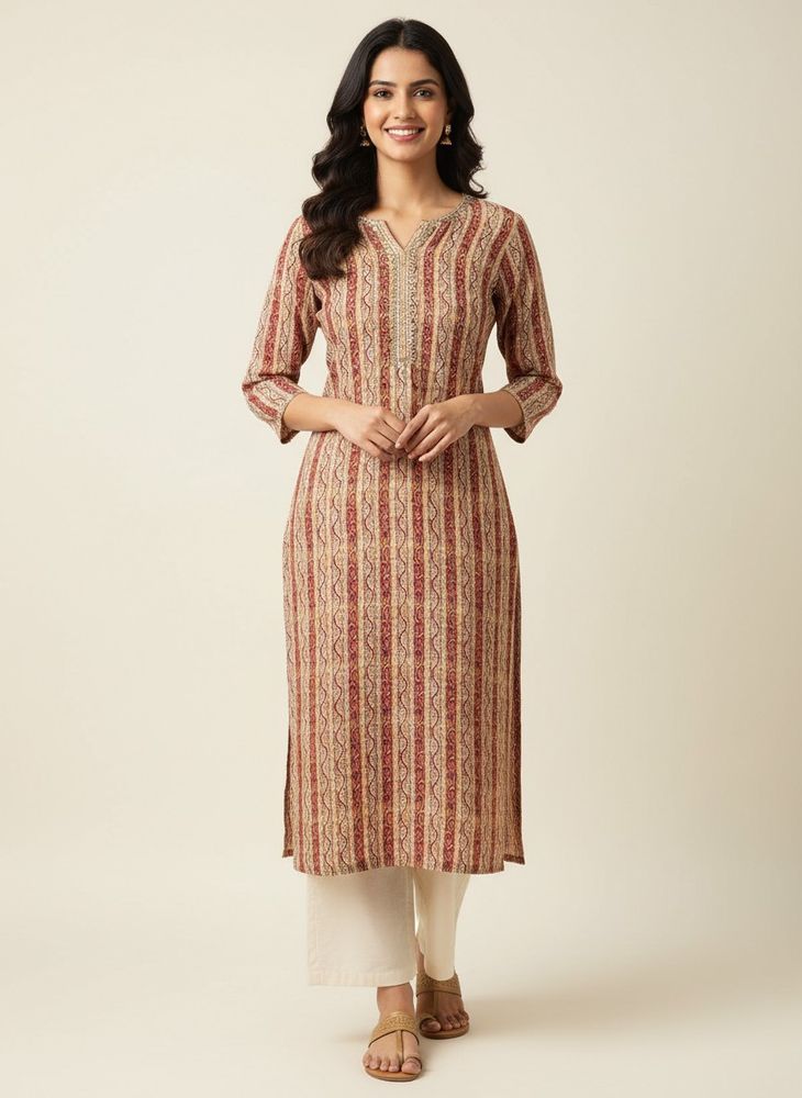 Embroidered Print Kurta