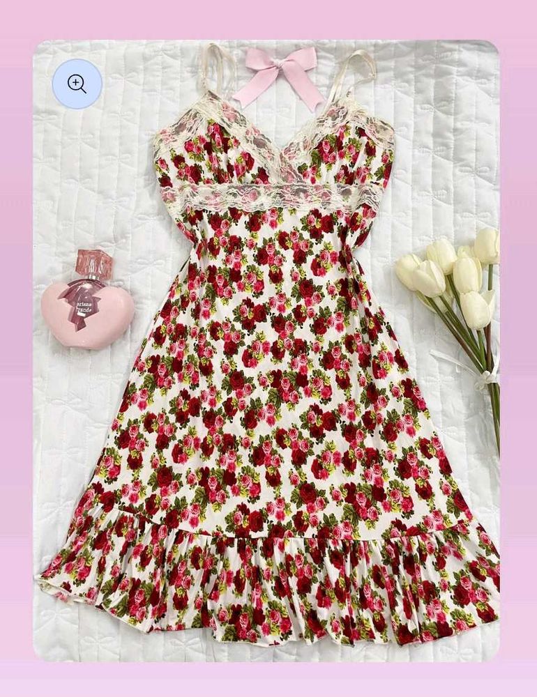 Floral Print Cami Lace Trim dress