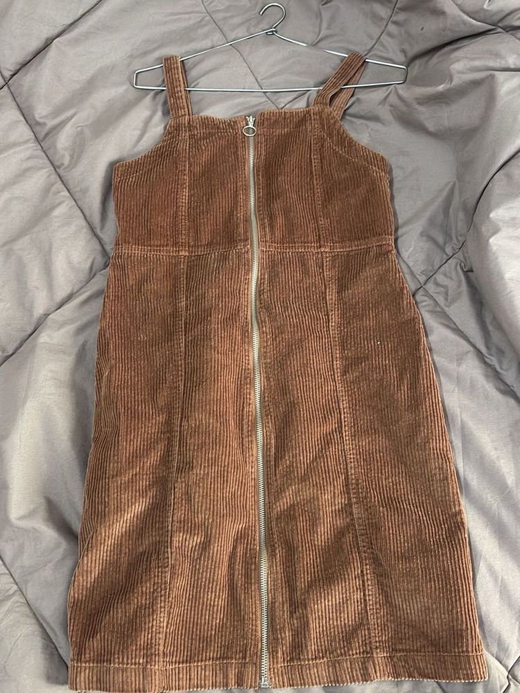 Brown Corduroy Pinafore Dress