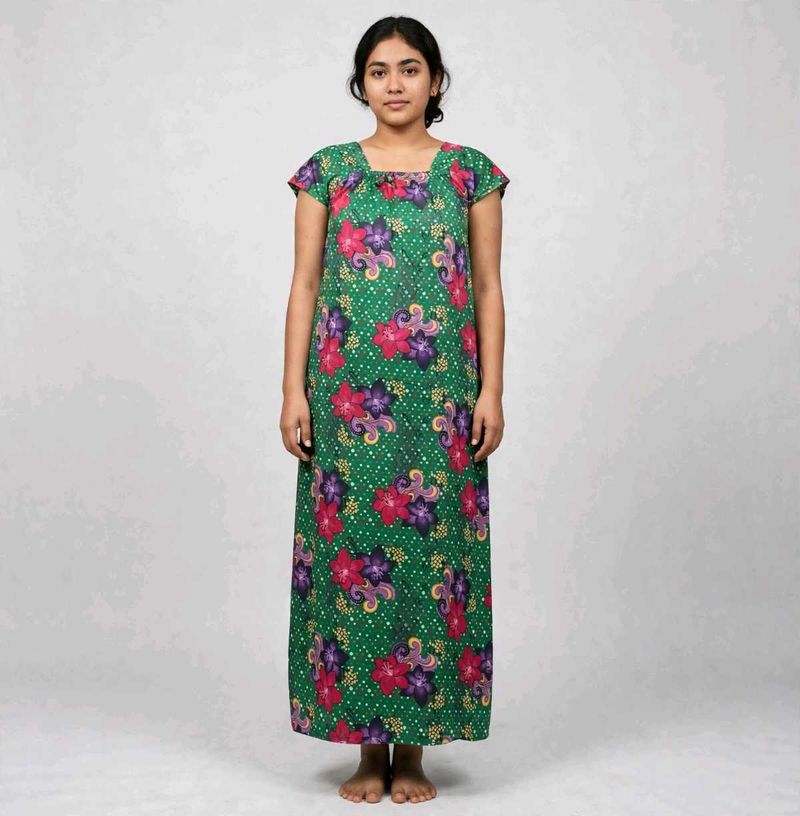Green Floral Nightgown