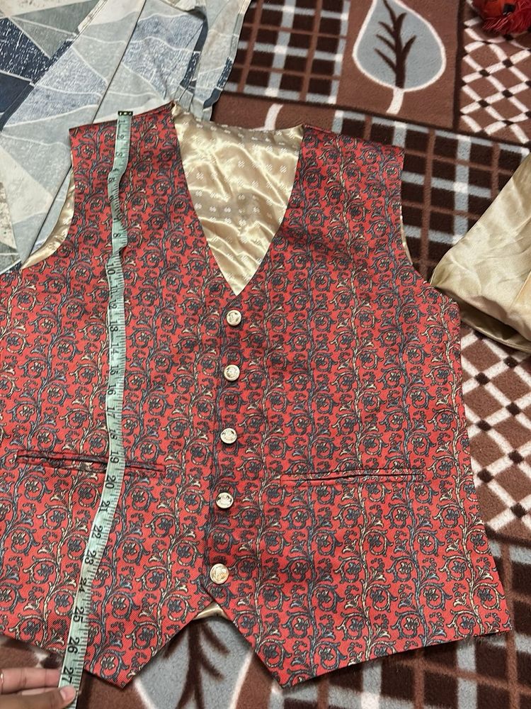 Red Patterned Men's Vest
