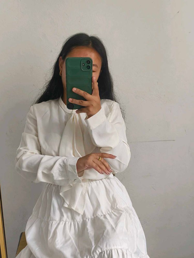 Korean White Ruffle Shirt 🔥