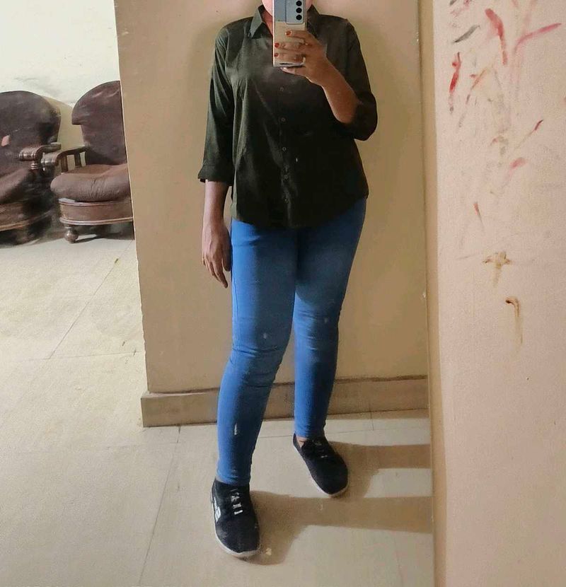 Olive Green Button-Up Shirt