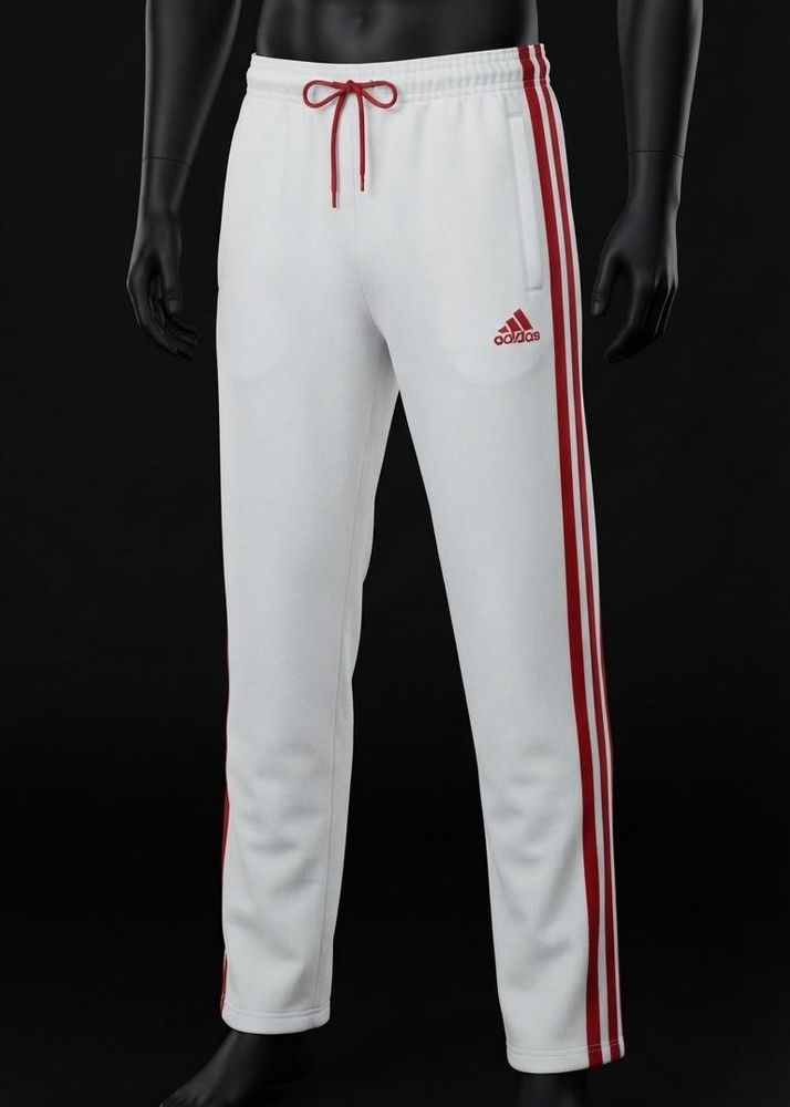 Adidas White Track Pants with Red Stripes