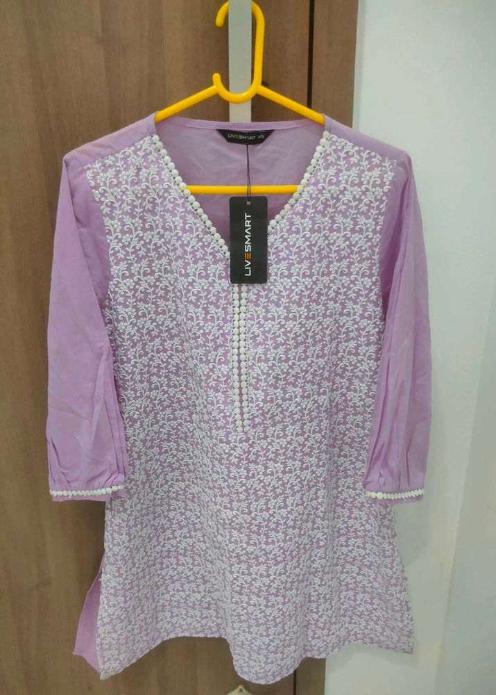 Chic Lavender Embroidered Kurta