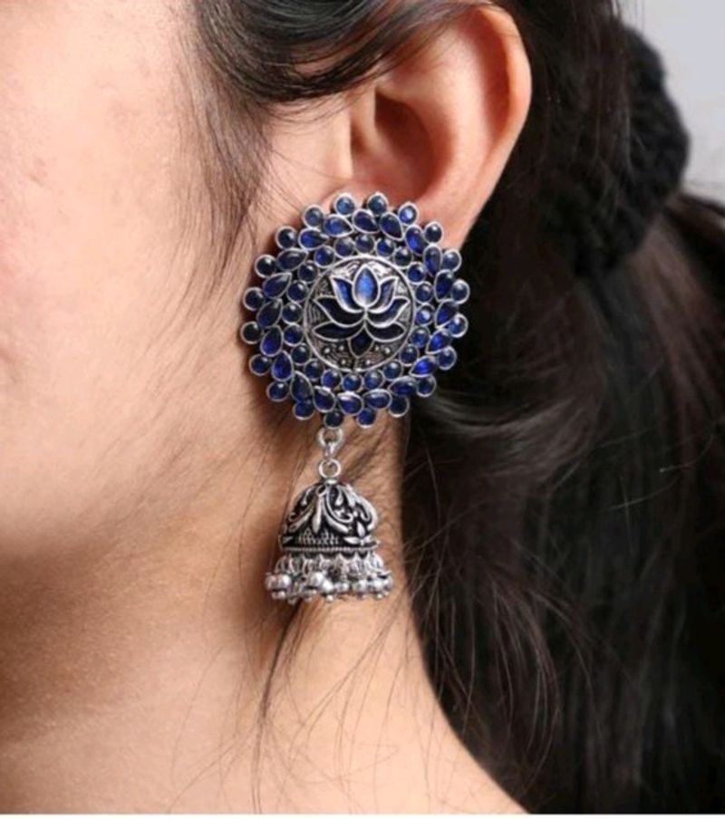 Blue Stud Jhumkas