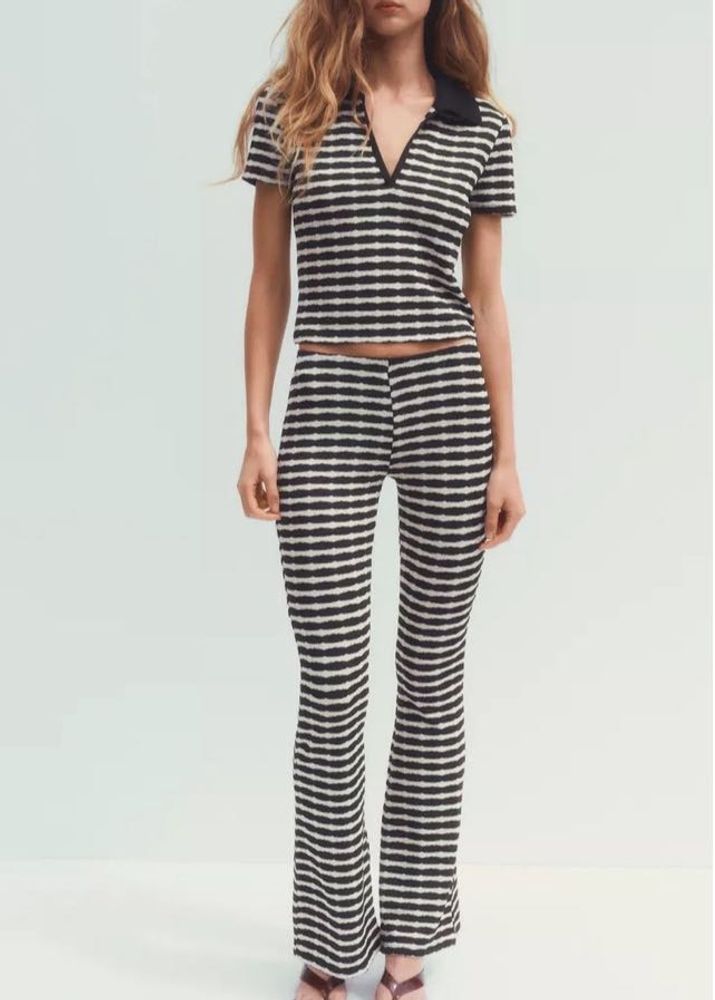 JACQUARD POLO SHIRT and zara red camisole