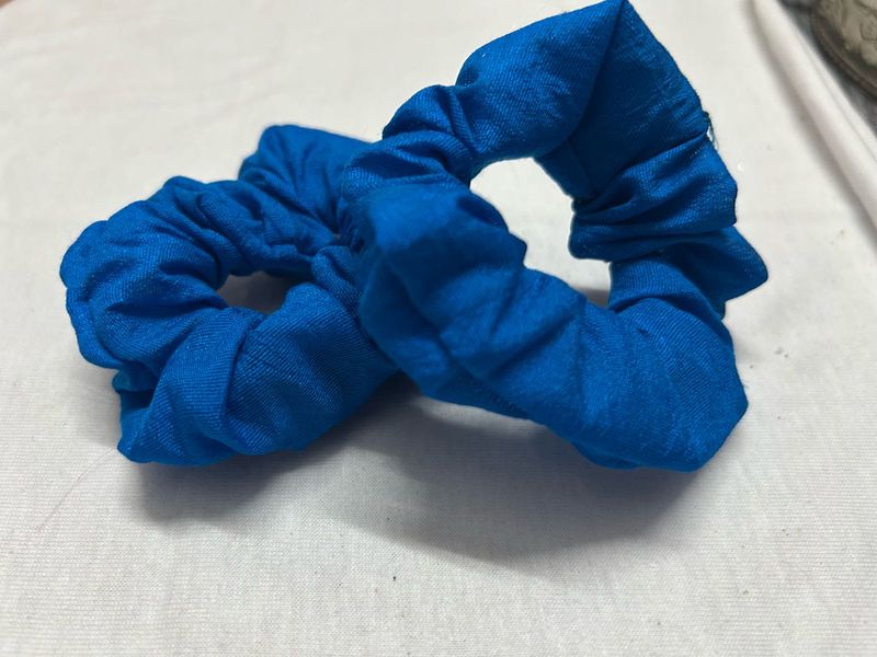 Blue Fabric Scrunchies (Set of 2)