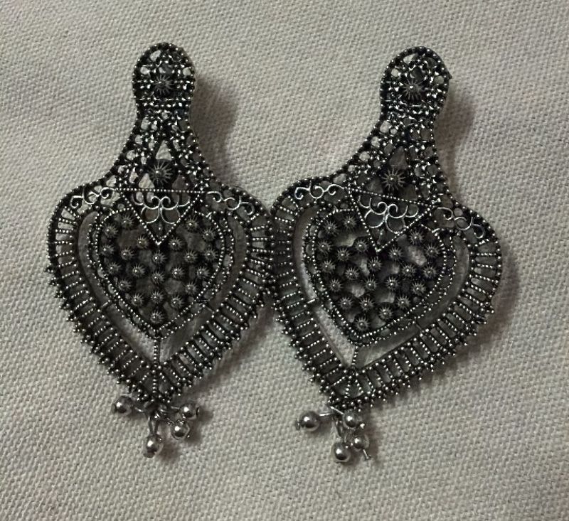 Oxidised Silver Jhumka Earrings