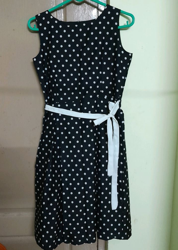 Black With White Dots One Piece Dress!!